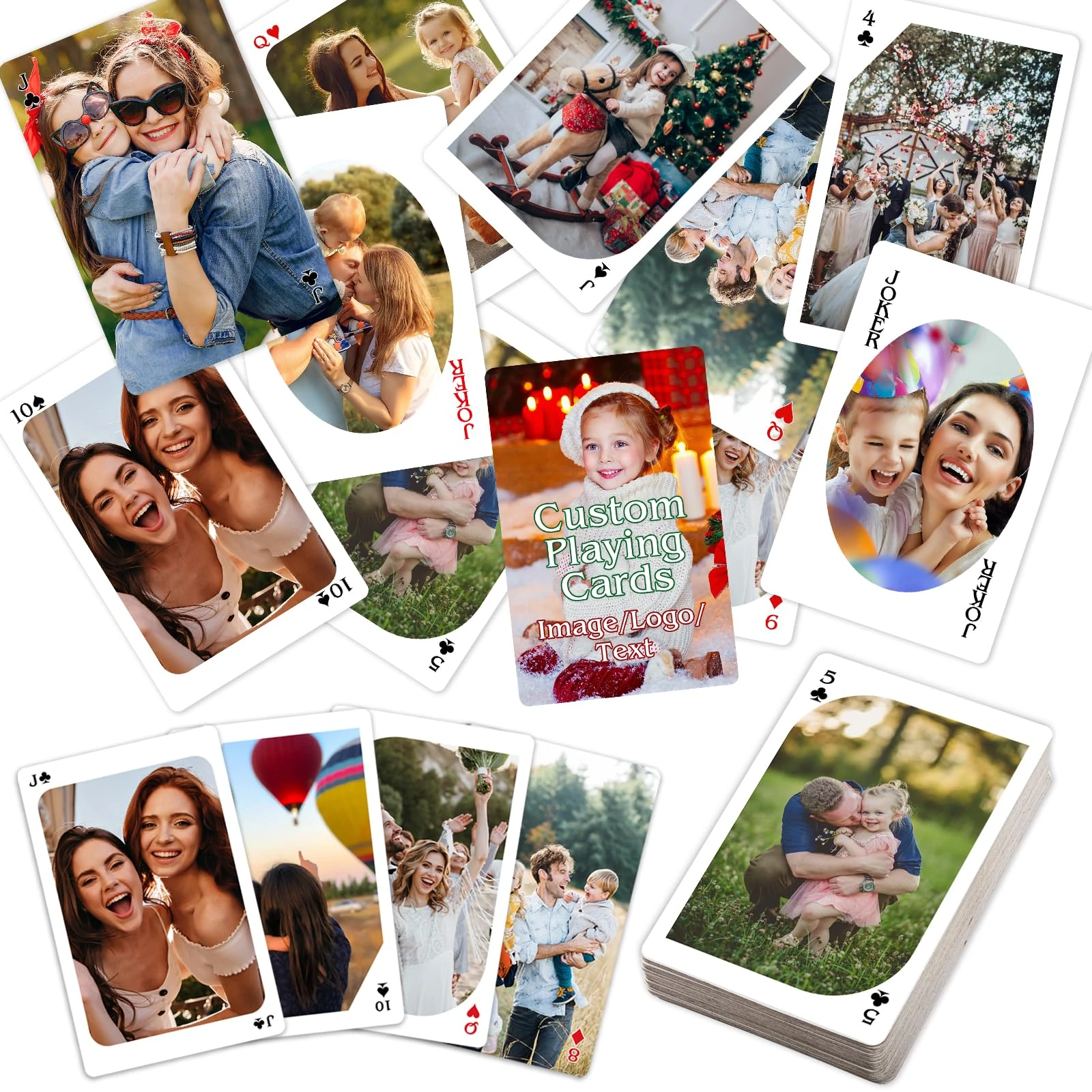 EAQ Personalised Playing Cards with Photo Custom Playing Cards Custom Deck of Cards for Family, Wedding, Friends, Birthday, Party, Gifts
