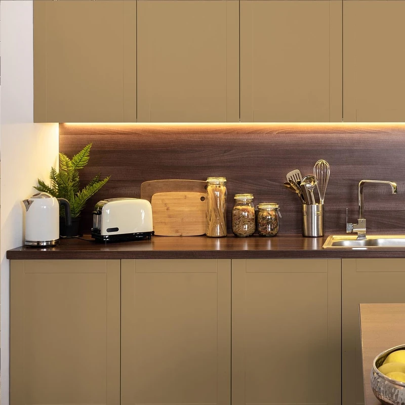 Ambiance Sticker Waterproof Adhesive Vinyl Roll for Kitchen, Cabinet, Cabinet, Door – Wall Sticker H60 x L200 cm – Light Brown