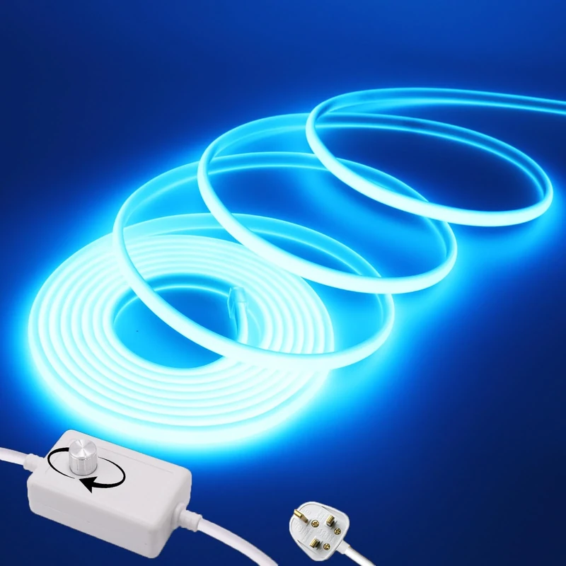 Wisada Dimmable Flexible COB LED Strip CRI90+[23M,Ice Blue], 288 LEDs/m Cuttable FCOB LED Neon Strip Rope Light, AC220-240V, DIY Design, IP65 Waterproof Home & Shop Decorative Lighting Fairy Lights