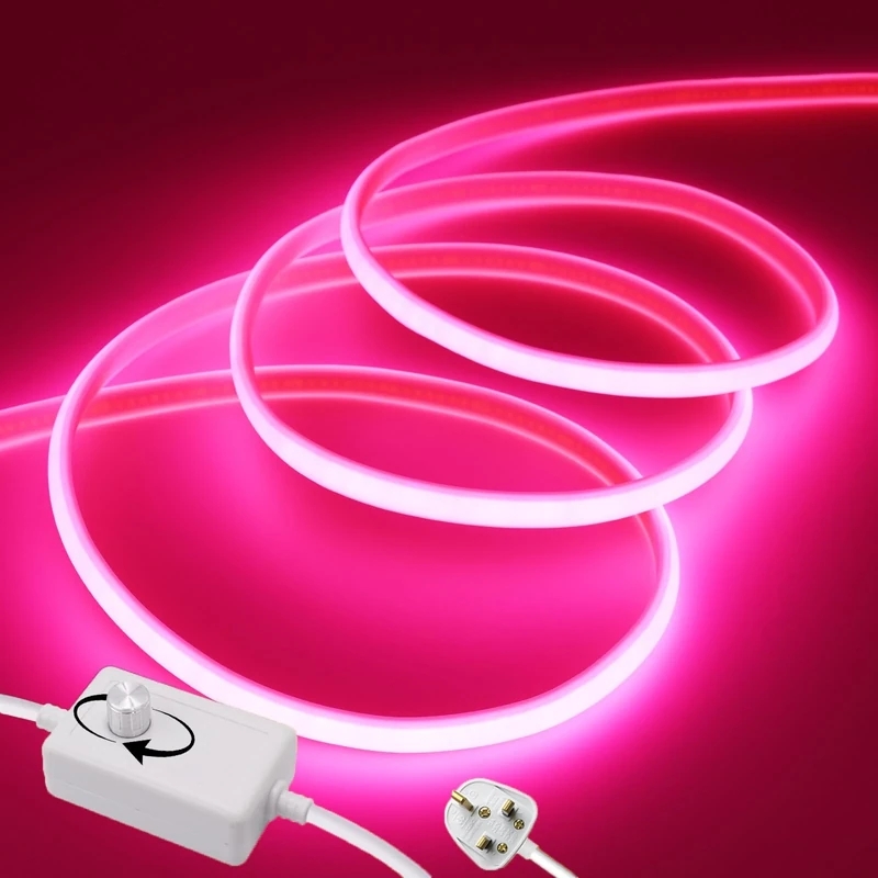 Wisada Dimmable Flexible COB LED Strip CRI90+[23M,Pink], 288 LEDs/m Cuttable FCOB LED Neon Strip Rope Light, AC220-240V, DIY Design, IP65 Waterproof Home & Shop Decorative Lighting Fairy Lights