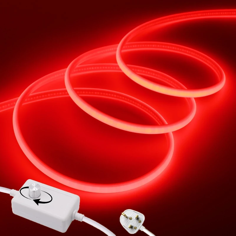 Wisada Dimmable Flexible COB LED Strip CRI90+[23M,Red], 288 LEDs/m Cuttable FCOB LED Neon Strip Rope Light, AC220-240V, DIY Design, IP65 Waterproof Home & Shop Decorative Lighting Fairy Lights