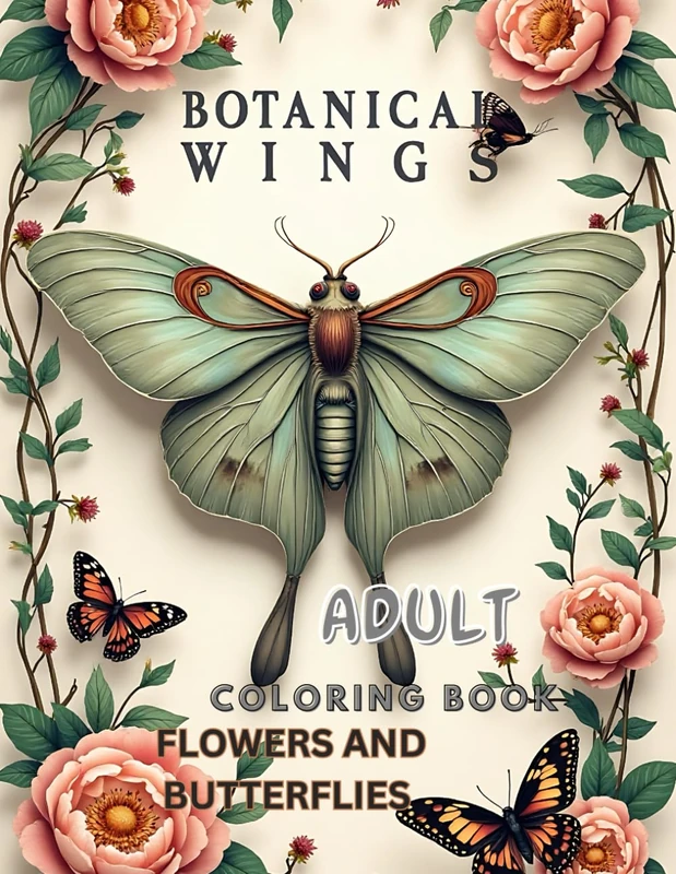 BOTANICAL WINGS ADULT COLORING BOOK: BUTTERFLIES AND FLOWERS COLORING BOOK FOR STRESS-RELIEF AND MINDFULNESS