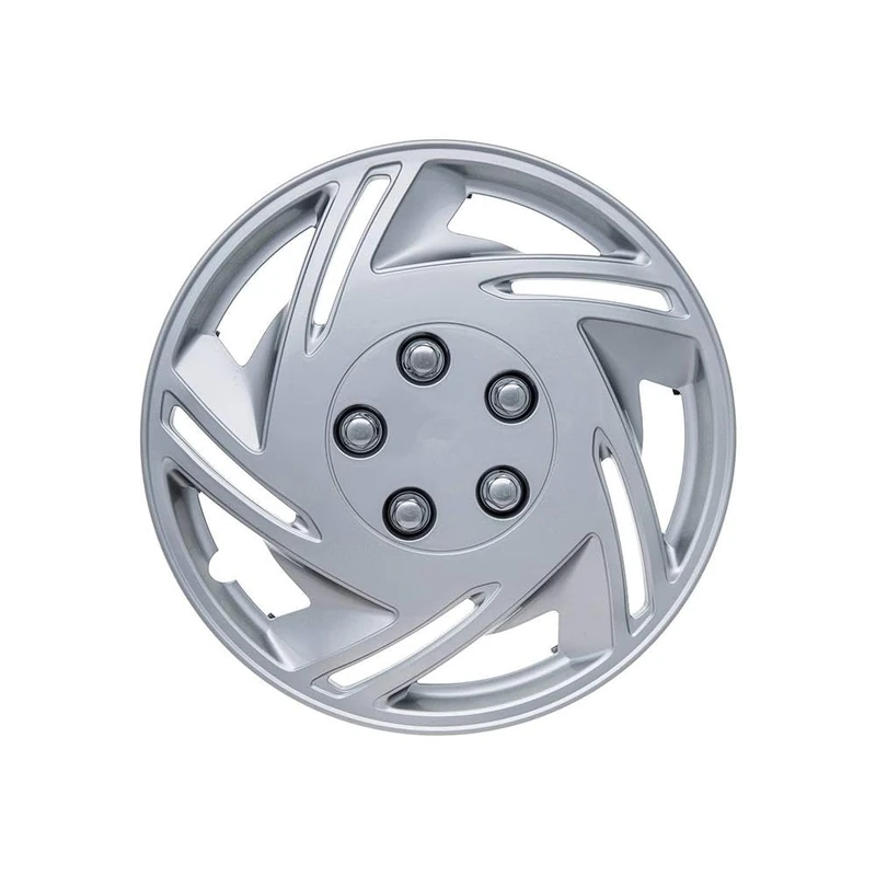 RING 15" Enbossa Wheel Trims, Impact Resistant Car Wheel Covers, With Two Tone Finish And Chrome Wheel Nuts, Rust Resistant, Silver (Set of 4)