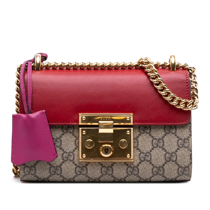 Gucci Pre-Loved Small GG Supreme Padlock Crossbody Bag