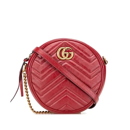 Gucci Pre-Loved Mini GG Marmont Matelasse Leather Round Crossbody