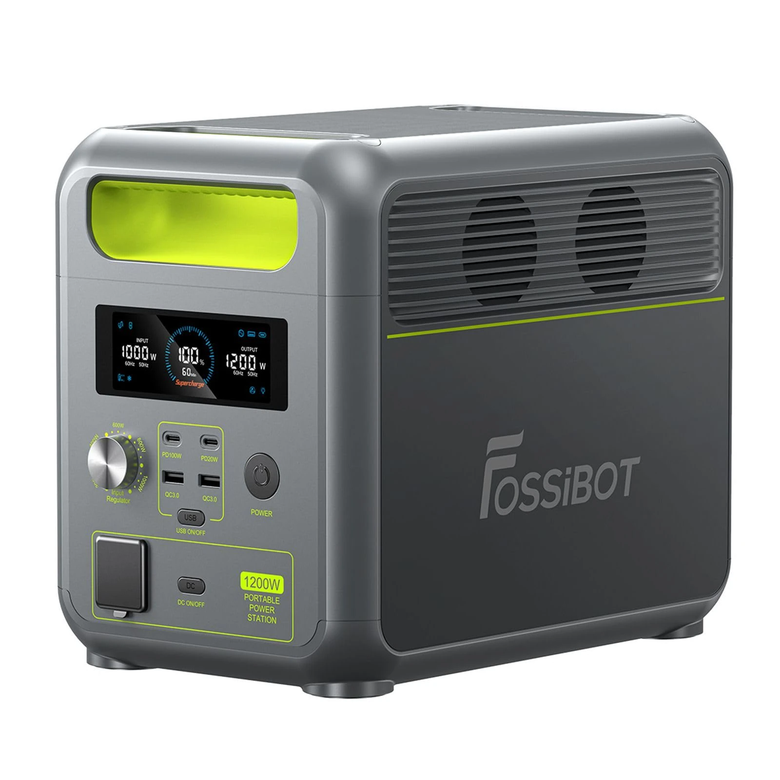 FOSSiBOT Tragbare Power Station F1200: 1024Wh LiFePO4 Solar Generator，Outputs 1200W (2400W Peak), Fast battery charging from 0 to 100% in 70 min, Applicable to RV/Camping/Home