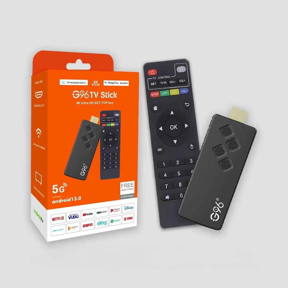 TV Stick G96, 4K Ultra HD Streaming Media Player with Remote