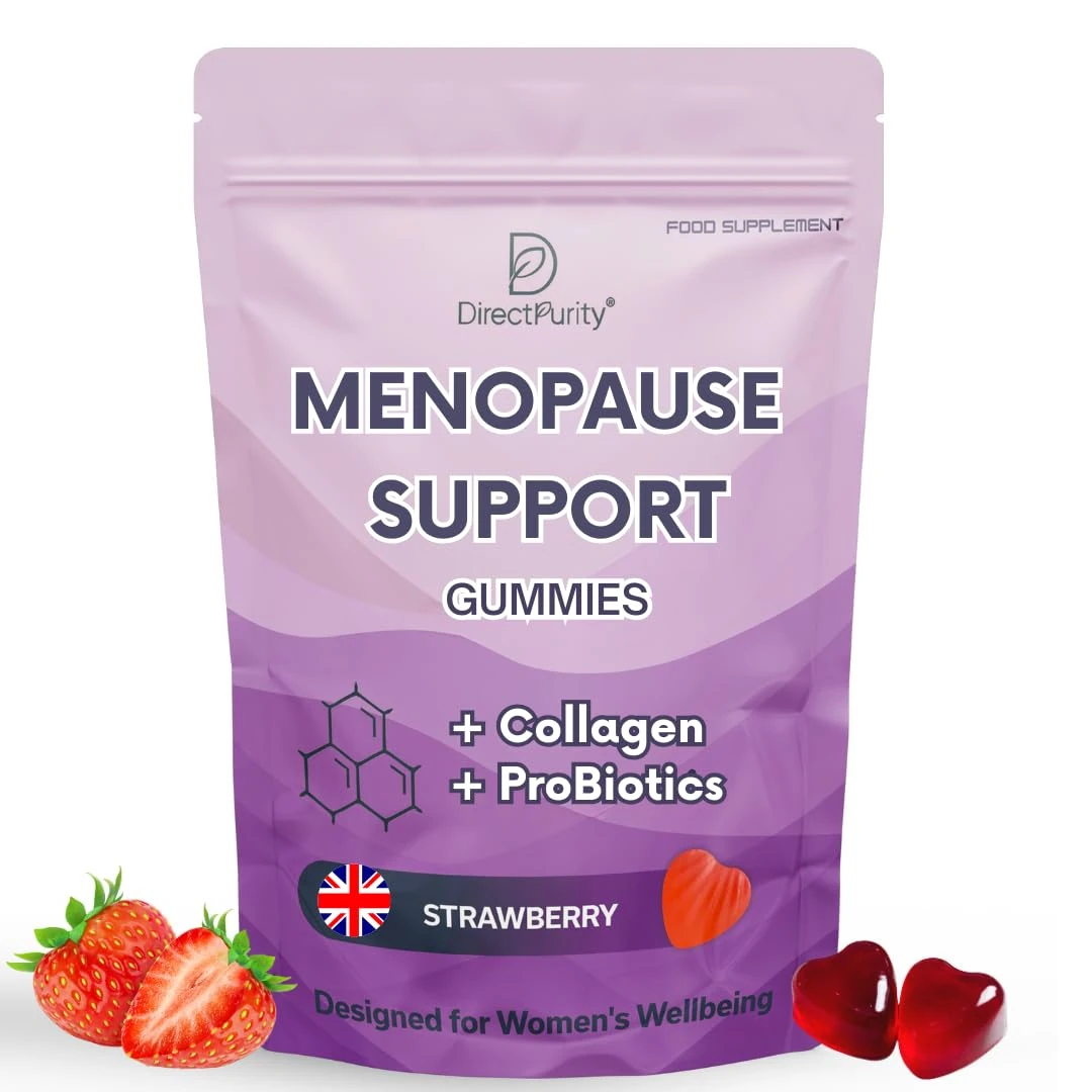 Menopause & Perimenopause Support Gummies with Collagen & Probiotics – Sage, Red Clover, Ashwagandha, Lions Mane, Biotin & Hyaluronic Acid – Vitamin B6, D3, C, Zinc & Magnesium – 60 Gummies