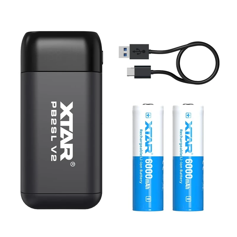 XTAR PB2SL V2 Battery Charger for 18650 18700 20700 21700 Battery (PB2SL V2+2PCS 21700 6000)