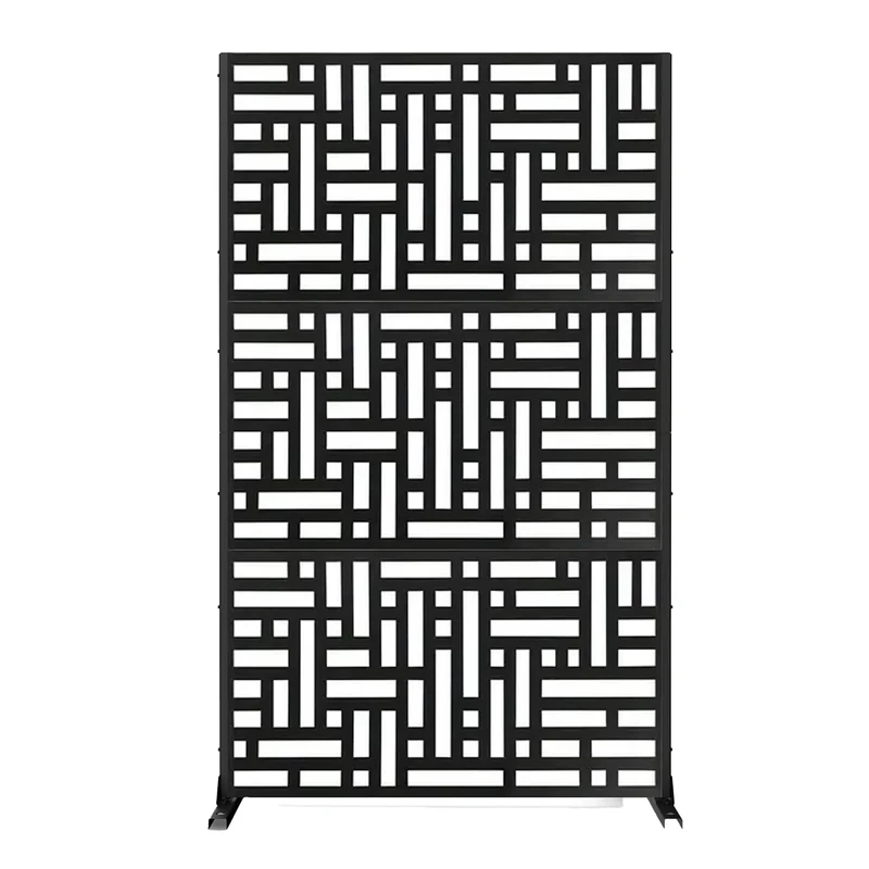 Nicoman Metal Garden Screen Panel, Black Metal 1.8m, Privacy Divider Decorative Outdoor Partition for Patio, Yard, Garden (Black, 90 x 180 cm)