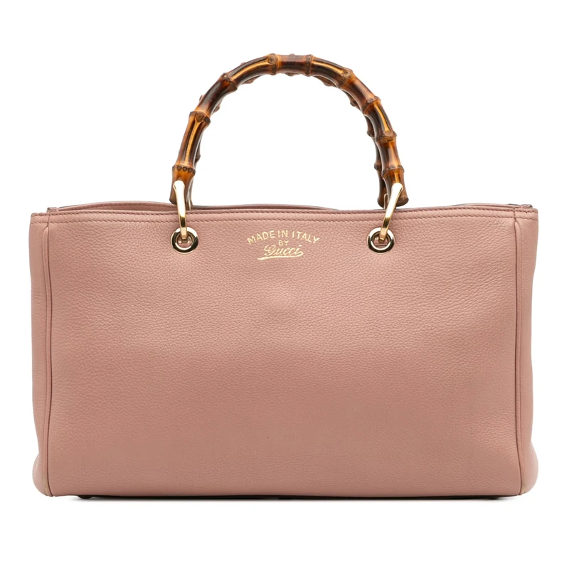 Gucci Pre-Loved Medium Calfskin Bamboo Shopper Satchel Handbag
