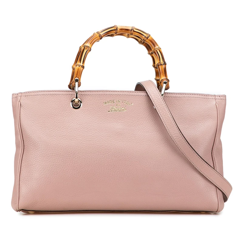 Gucci Pre-Loved Medium Calfskin Bamboo Shopper Satchel Handbag