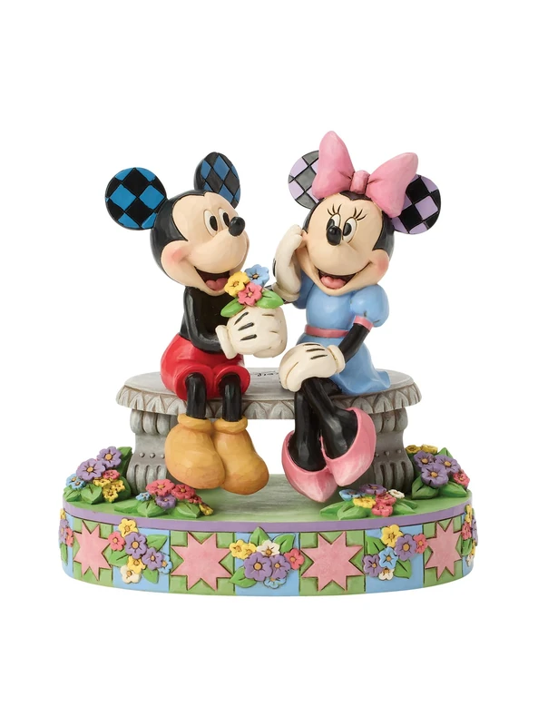 Disney Traditions Mickey Minnie Spring Bench Figurine - Image 1