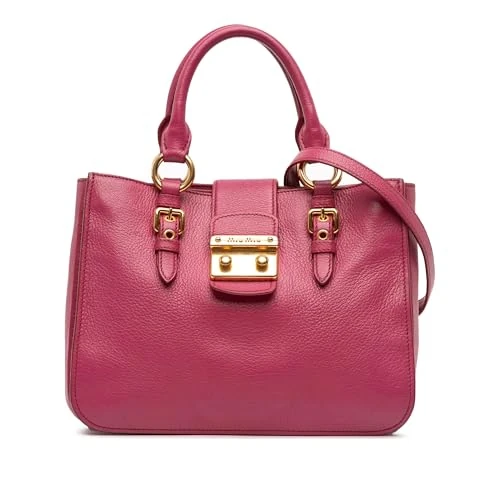 Miu Miu Pre-Loved Goatskin Madras Satchel Handbag