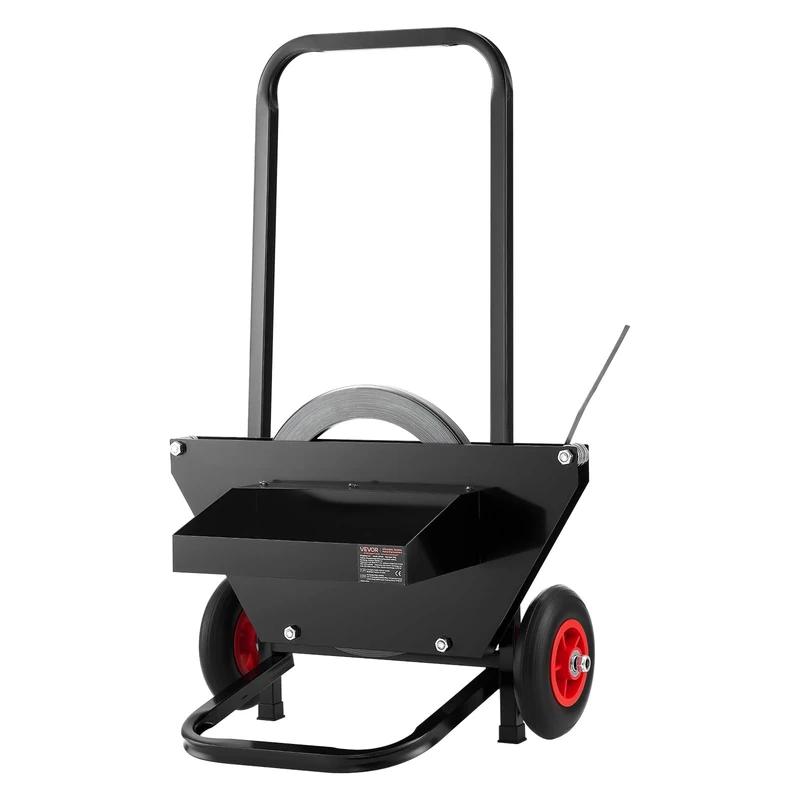 VEVOR Banding Strapping Cart, Fit for Steel Strapping Coils with 600 mm Core Outer Size, Heavy Duty Strapping Dispenser with Rubber Wheels, Suitable for Factory, Warehouse, Loading Area