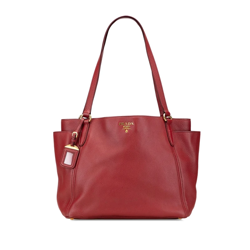 Prada Pre-Loved Vitello Daino Double Pocket Tote Bag