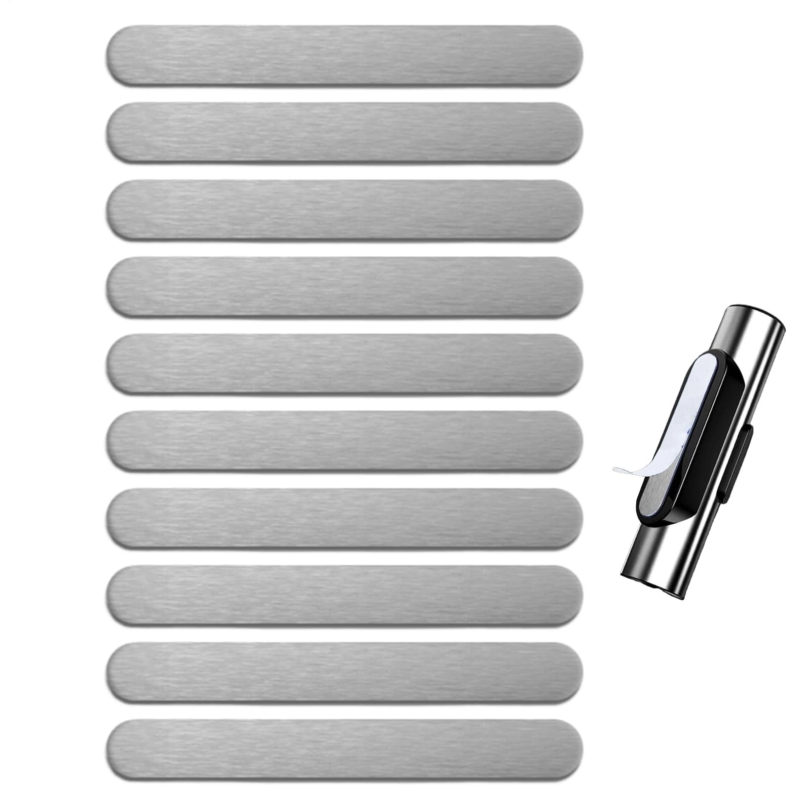 Metal Strips for Magnets - 10 Pack Self-Adhesive Steel Plates for Magnetic Mounting, Fridge Adsorption, Phone Case Strips, Science Lab, Craft Room, Garage, Vehicle, Classroom, Retail Display