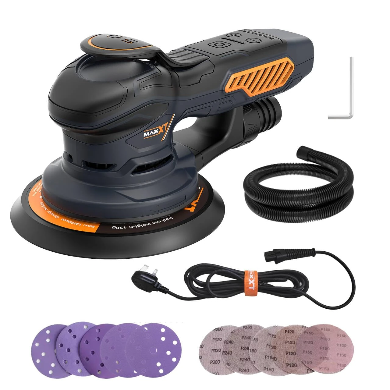 MAXXT Brushless Orbital Sanders for 6inch,Electric 10000 RPM Random Orbital Sander with 10PCS Sandpapers 6 Variable Speed Sander for Wood Sanding Polishing