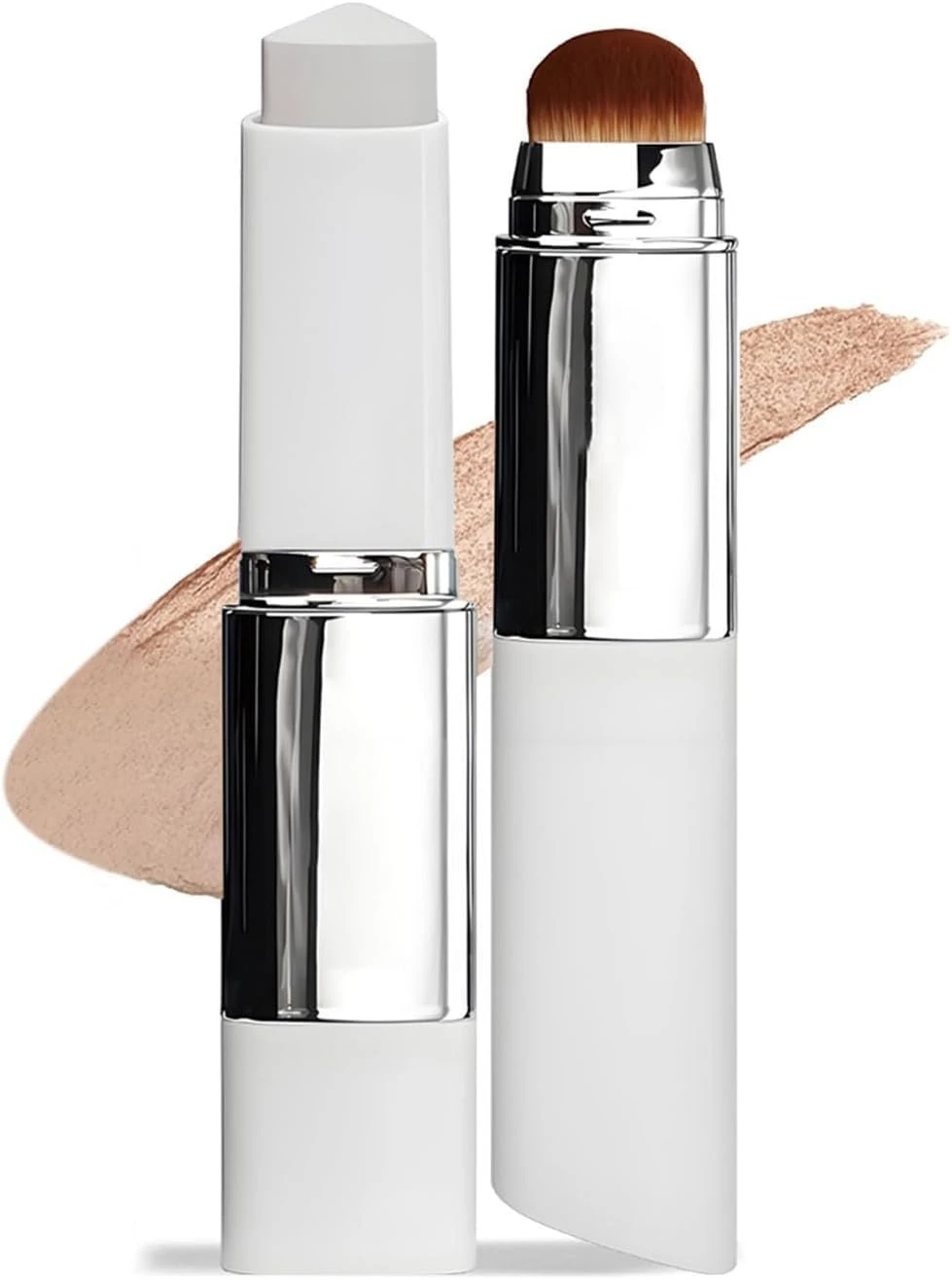 Color Changing Foundation Stick, Korean Makeup Color-Changing Foundation Stick With Detachable Brush, Medium To Full Coverage Dewy Finish Base Makeup, For All Skin Types (Dark skin)