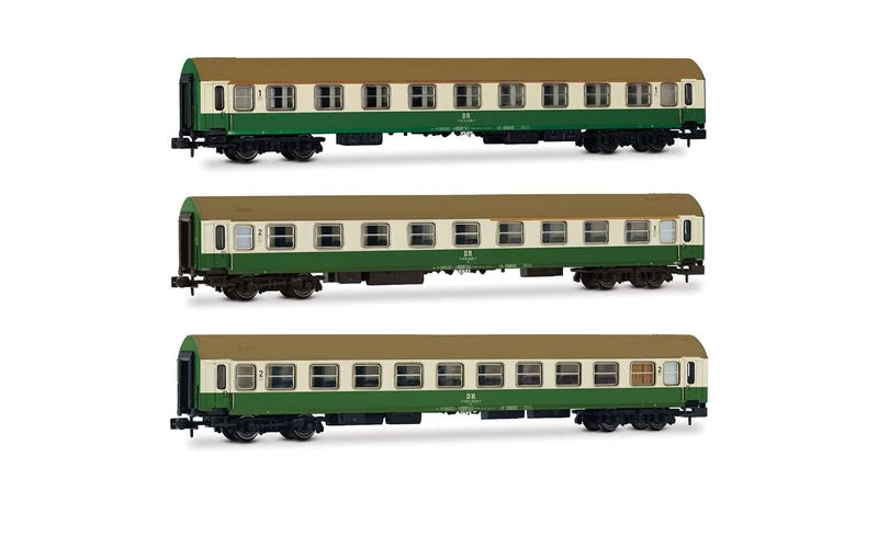 Arnold HN4482 DR, 3-unit pack OSShD type B coaches, green/beige livery, A + AB + Bc, ep. IV Rolling Stock - Coaches