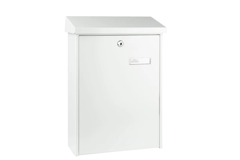 Burg-WÄCHTER TEXEL 5767 W Letter Box without Newspaper Compartment with Name Plate Galvanised Steel Structured Coating Corrosion Protection DIN C4 with 2 Keys and Mounting Material White