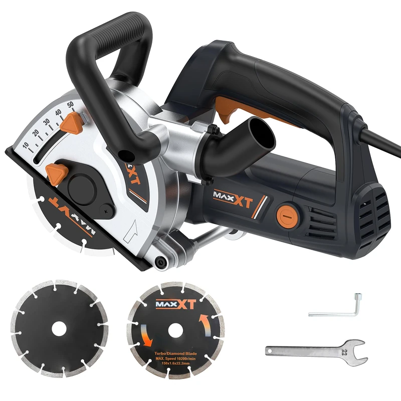 MAXXT 1700W Wall Chaser,7000rpm Wall Chaser With Dust Extractor 42mm Maximum Groove Cutting Width 50mm Channel Depth 2x 150mm Cutting Discs