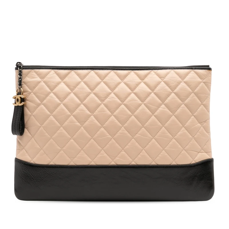 Chanel Pre-Loved Large Aged Calfskin Gabrielle O Case Clutch Bag