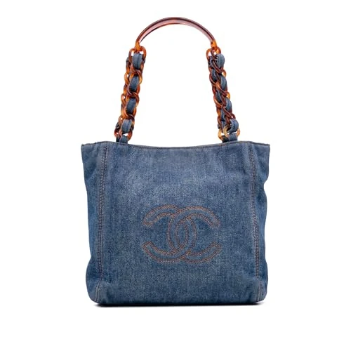 Chanel Pre-Loved Small CC Stitched Denim Tote Bag