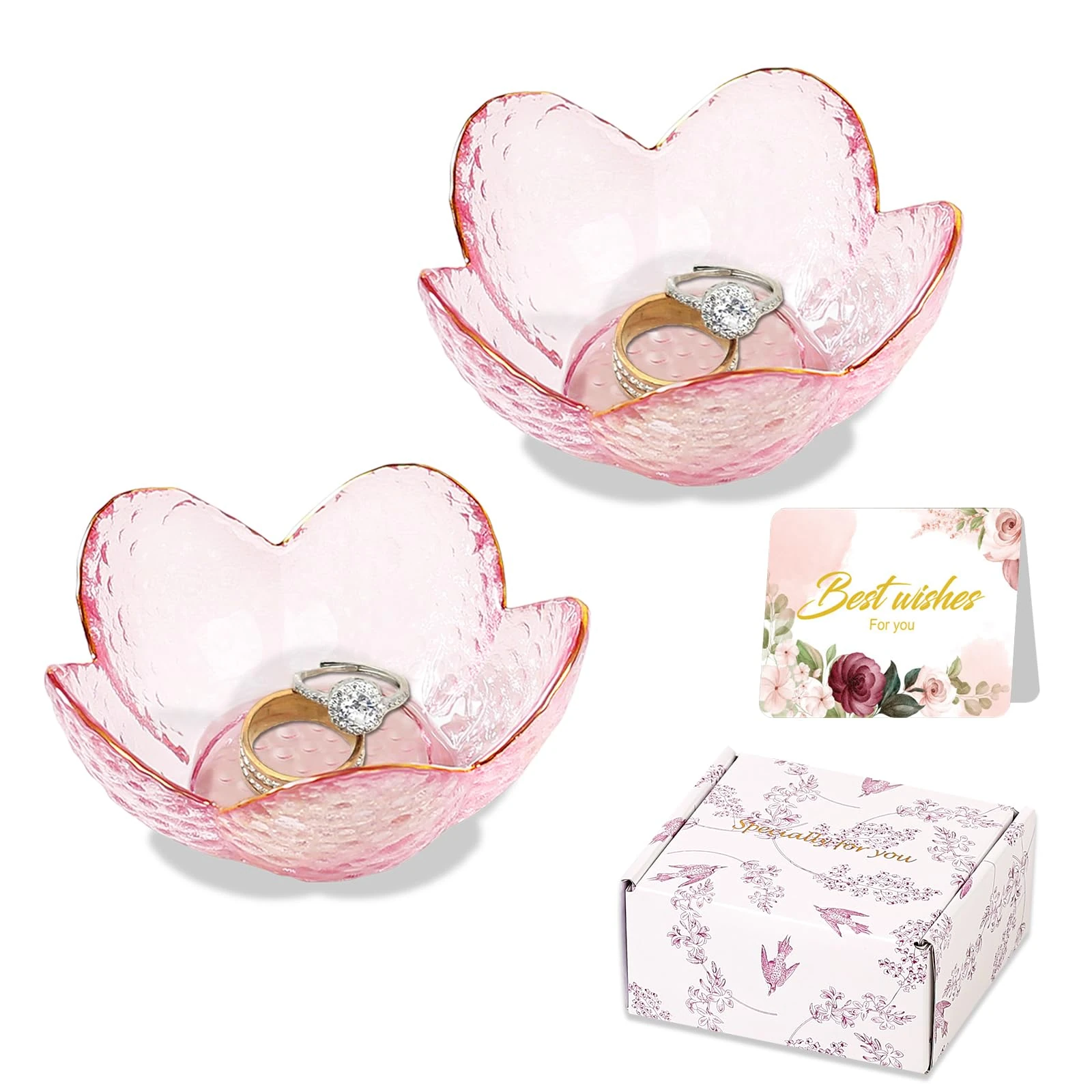 Gifts For Women Trinket Dish Unique Birthday New Home Gifts For Women Her Jewellery Tray Cute Room Decor Aesthetic Bedroom Accessories Ring Dish Holders Small Friendship Christmas Gifts Pink (2 pcs)