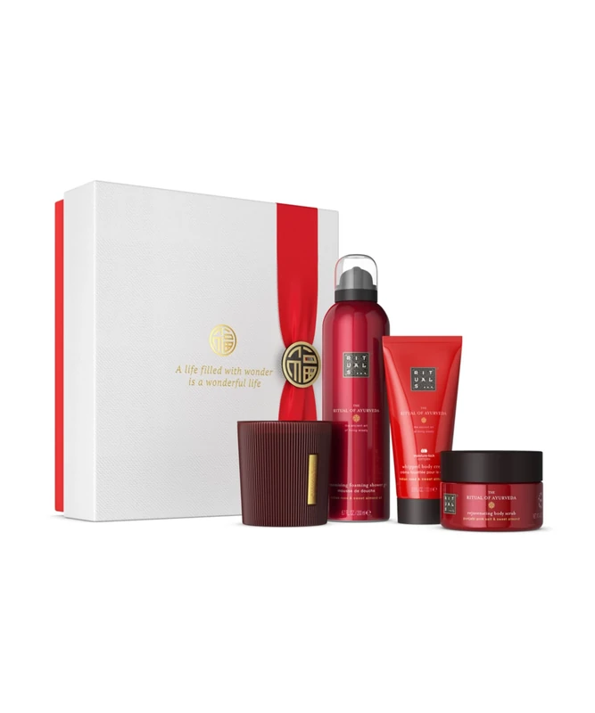 RITUALS Gift Set The Ritual of Ayurveda Medium - Home and Skincare Products Enriched with Indian Rose and Sweet Almond Oil - Bath Gift Box with Balancing and Soothing Properties