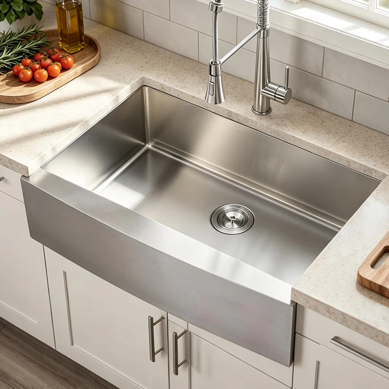 SHACO 33x21 Inch Stainless Steel Farmhouse Sink, Commercial 33 inch Farmhouse Kitchen Sink, 9 Inch Deep Single Bowl Apron Front Farm Sink