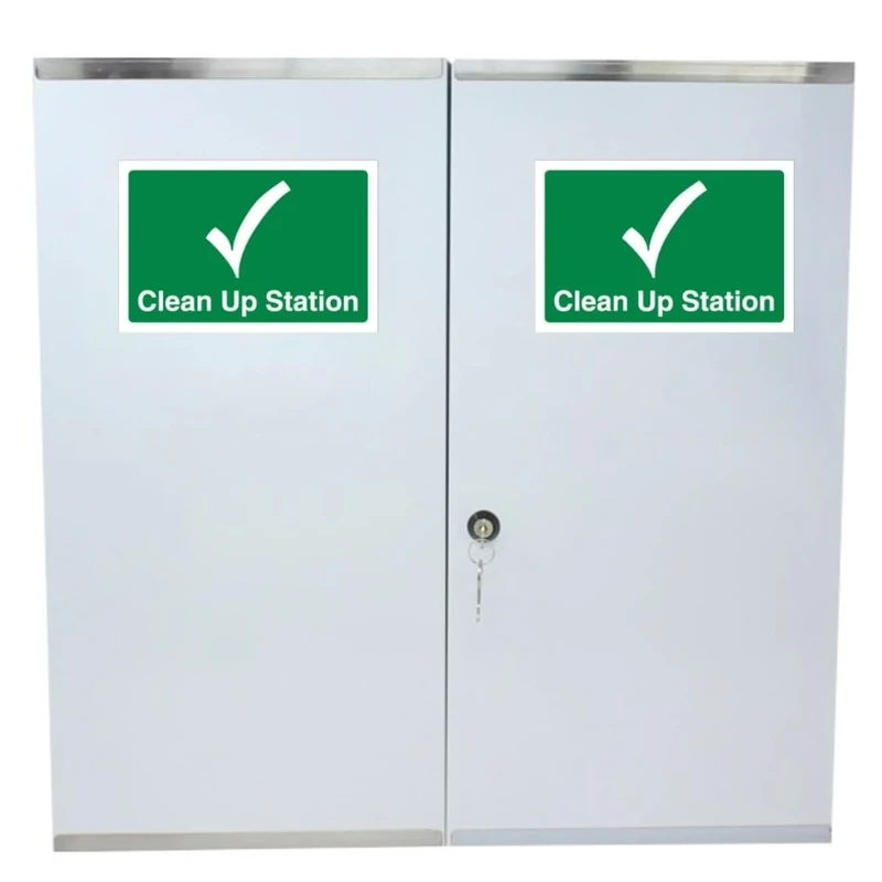 Value Aid Double Door Clean Up Kit Cabinet (Empty) – Wall-Mountable Storage for Body Fluid Disposal Kits with Fixings Included