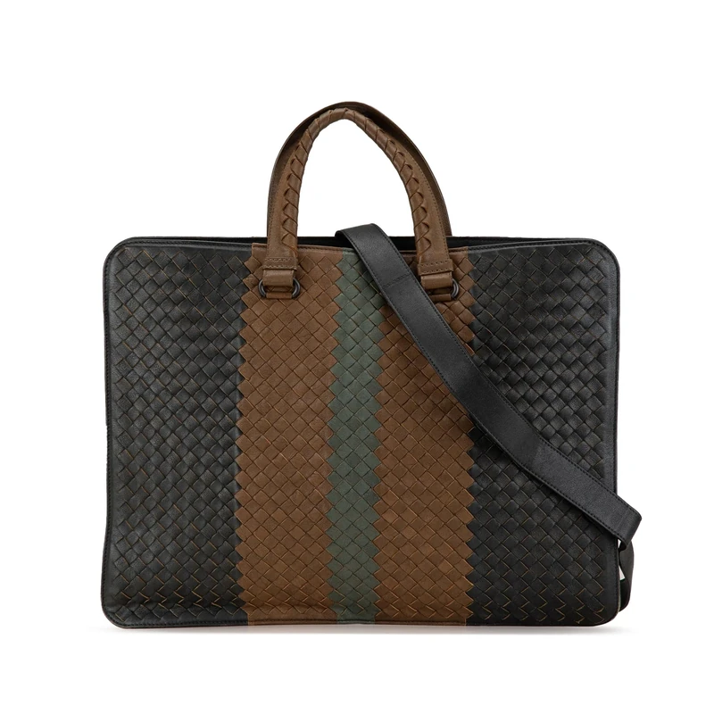 Bottega Veneta Pre-Loved Nappa Intrecciato Club Fume Briefcase