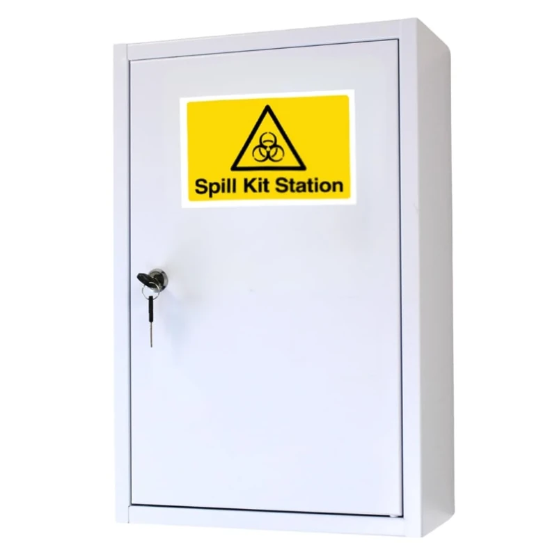 Value Aid Spill Kit Cabinet (Empty) – Wall-Mountable Storage for Body Fluid and Spill Response Kits with Fixings Included