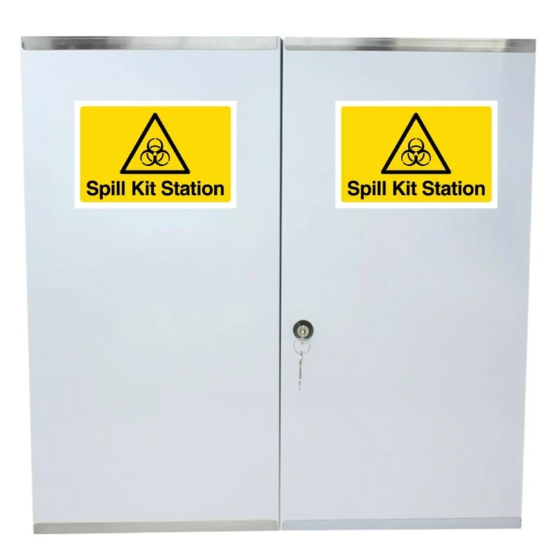 Value Aid Double Door Spill Kit Cabinet (Empty) – Wall-Mountable Storage for Body Fluid and Spill Response Kits with Fixings Included