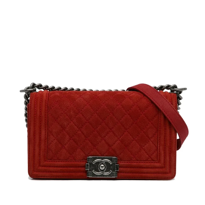 Chanel Pre-Loved Old Medium Quilted Caviar Boy Flap Crossbody Bag