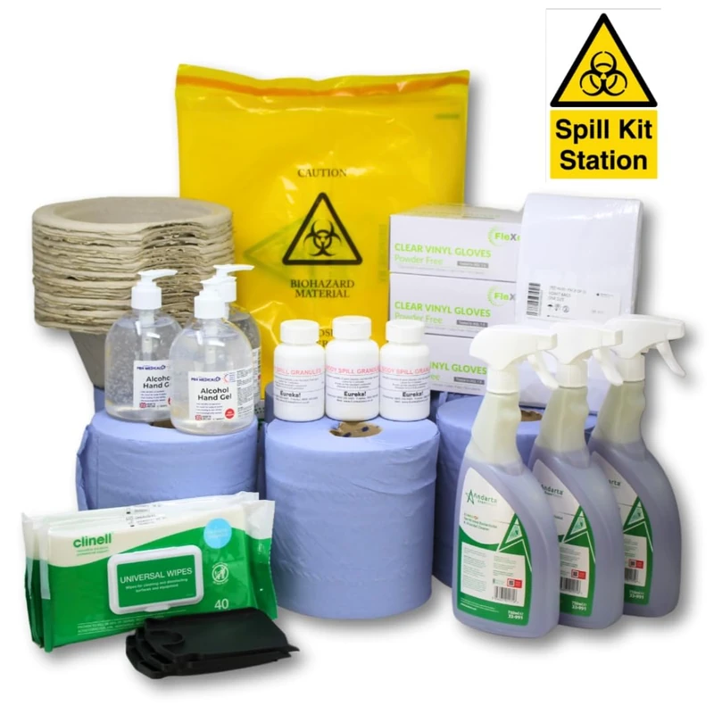 Value Aid Spill Kit Restock Bundle – Body Fluid Disposal Kit Refill Pack with Disinfectant Wipes, Gloves, Aprons and Biohazard Bags - Image 1