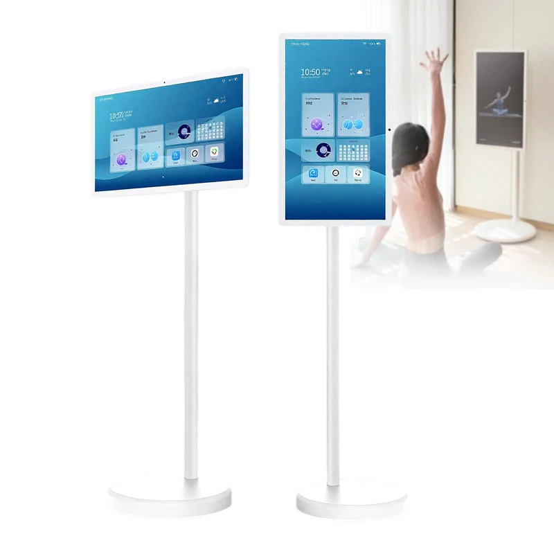 Gavscient Portable Rolling TV, 1080P Smart Portable Wireless Touch Screen TV on Wheels with, FHD IPS Large Display, Dua Speakers, Larger Battery Up to 6hr, 60Hz Refresh Rate 21.5-4/64G