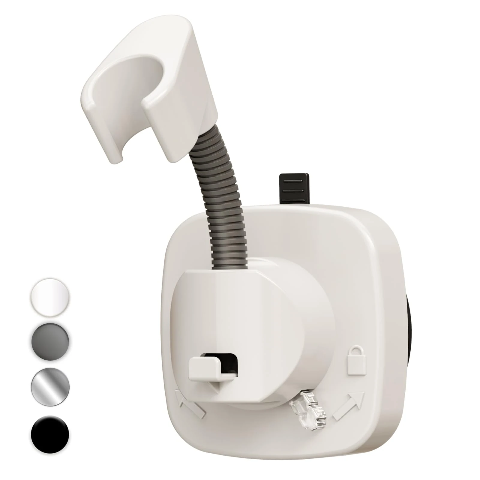 SIGERIO Suction Cup Shower Head Holder - 360° Adjustable. Adhesive Shower Head Hanger with Hook. Shower Handle/ Hose Bracket. Tool-Free Wall Mount for Handheld Showerheads. Fits Bathroom and RV