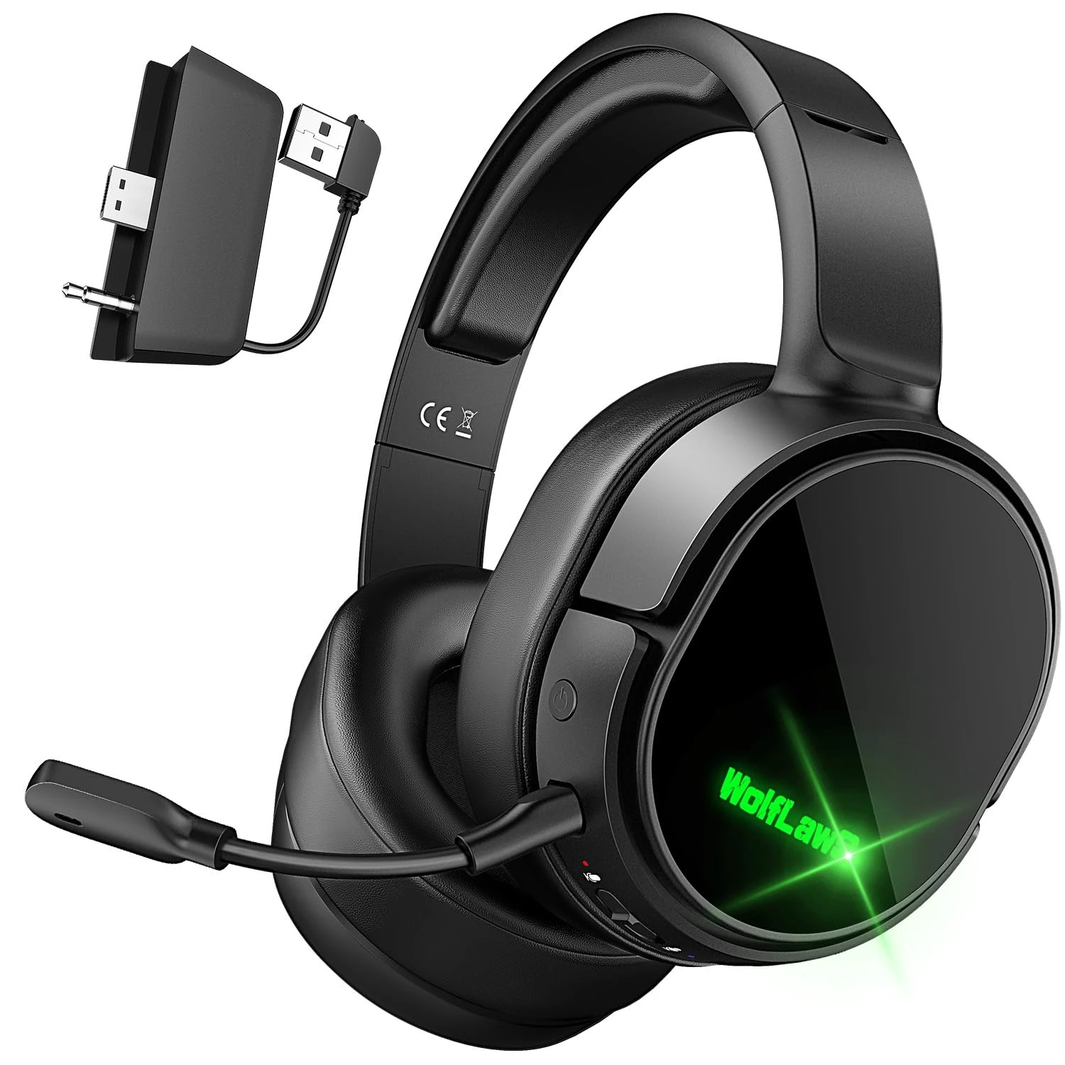 WolfLawS Wireless Gaming Headset for Xbox Series X|S, Xbox One, PS5, PS4, Nintendo Switch, PC, Mac,Bluetooth Over Ear Gaming Headphones with Detachable Noise Canceling Microphone Headphones