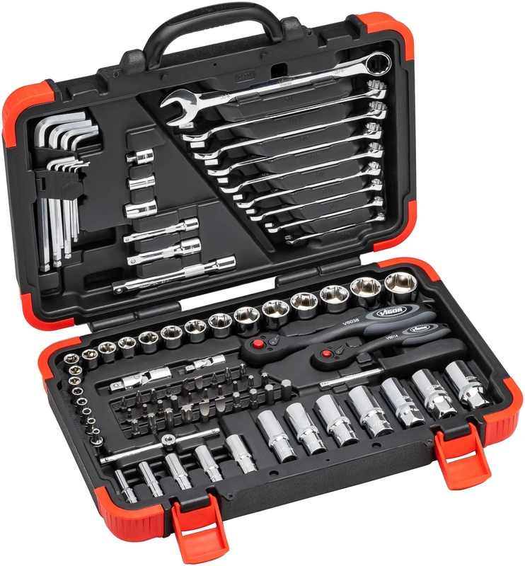 Vigor V2470N 92 Piece Socket Set - 1/4 and 3/8 Inch Drive
