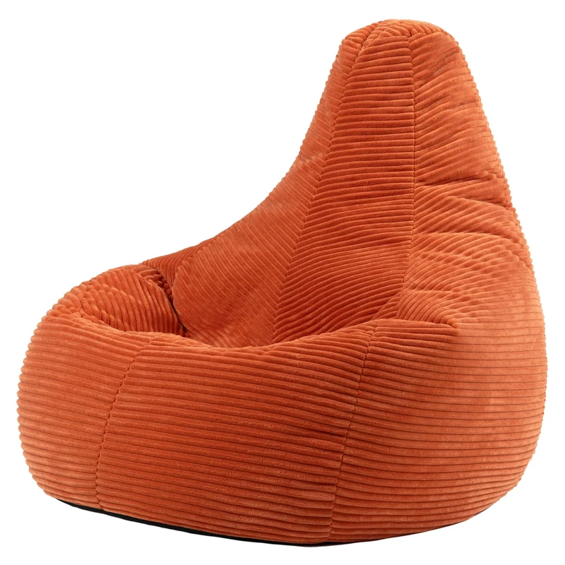 icon Dalton Cord Recliner Bean Bag, Orange, Large Adult Bean Bag Chair with Filling Included, Comfy Chair, Living Room Furniture, Bedroom Furniture
