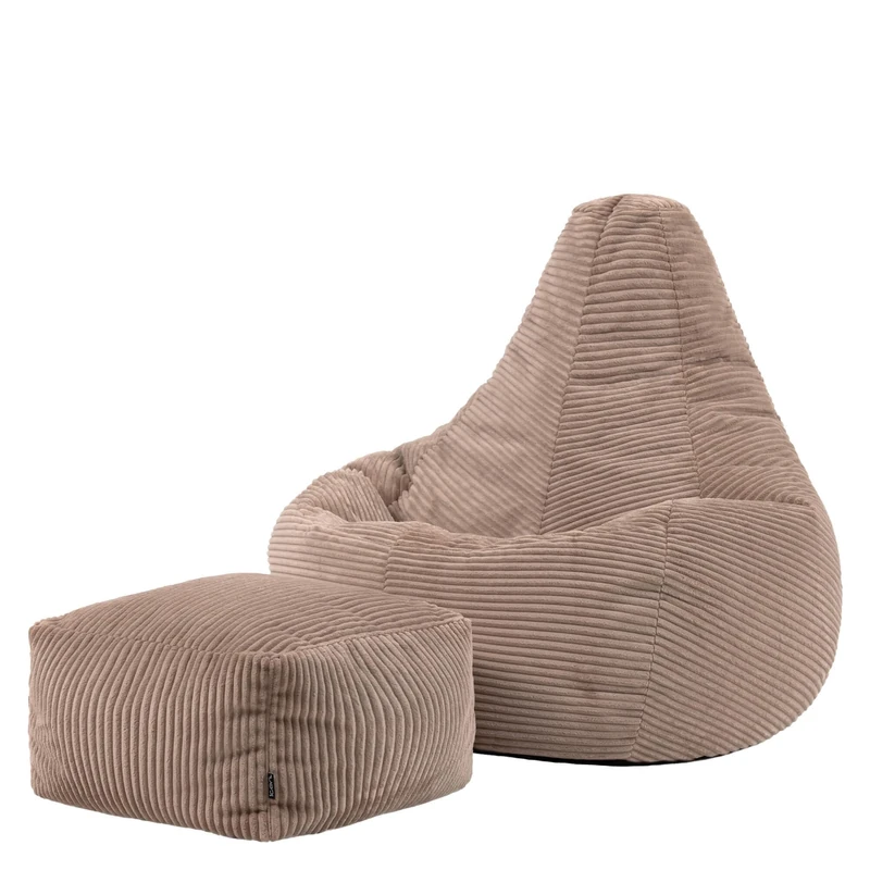 icon Dalton Cord Recliner Bean Bag with Footstool, Mocha Brown, Large Adult Bean Bag Chair with Filling Included, Comfy Chair, Living Room Furniture, Bedroom Furniture