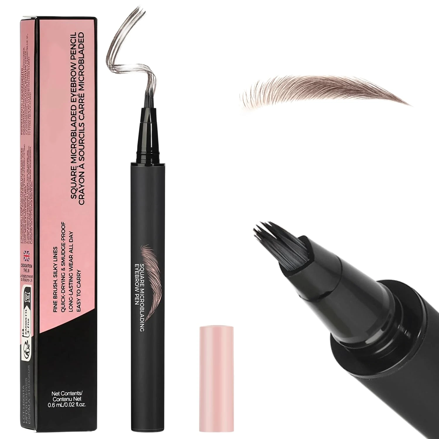 Microblading Eyebrow Pen, Eye Brow Pencil with Ultra Fine Tip, Long-Lasting Brow Pens, Brown Eyebrow Tint for Natural Hair-Like Strokes, Smudge Proof & Waterproof Brow Pencil for Daily Makeup （Brown）