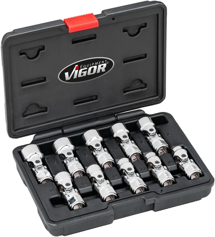 Vigor 10 Piece 3/8" Square 10-19mm External Double Hexagon Socket Set for Engine, Transmission, Chassis