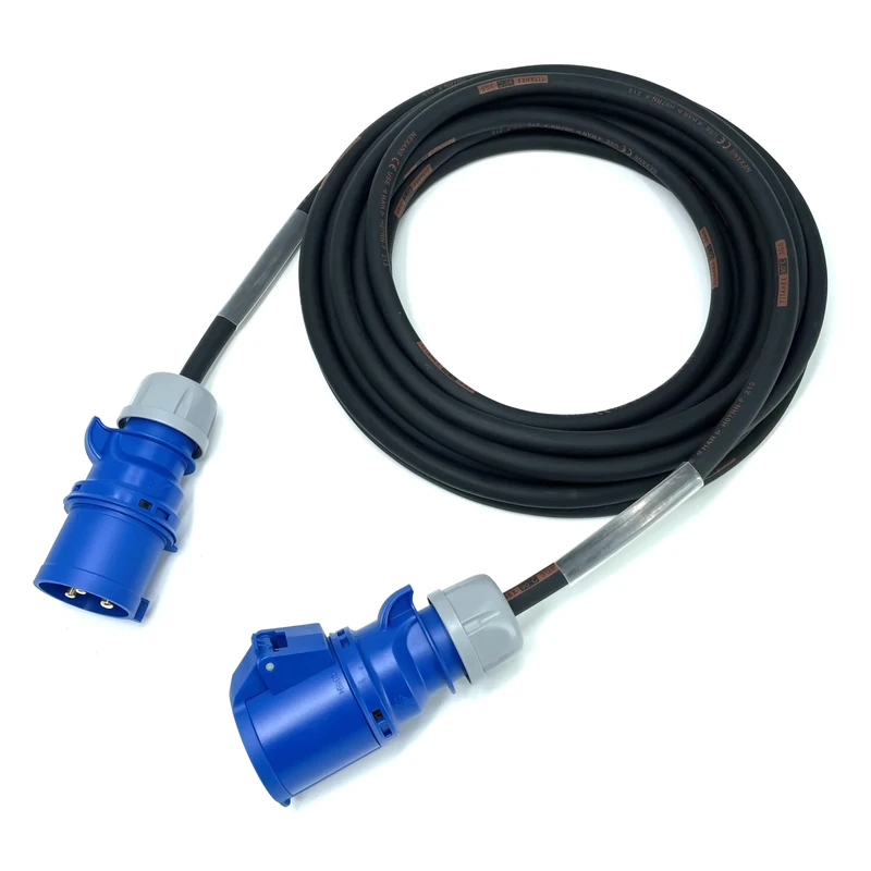 32 Amp 3 Pin 240V IP44 Single Phase Extension Lead - PCE Blue - 6mm² Heavy Duty Industrial H07RN-F Rubber Cable - 32A 1PH HO7 (2 Metre)