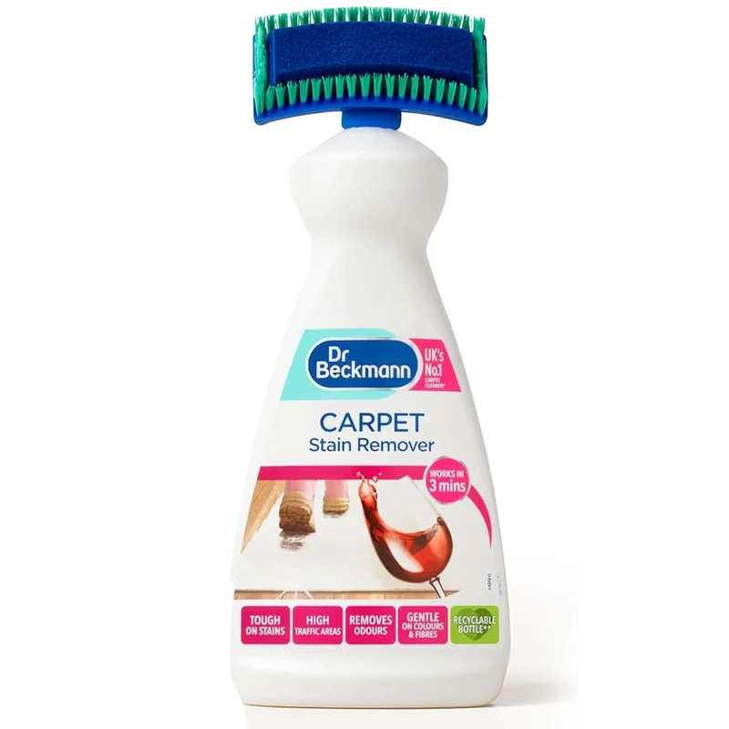 Carpet Stain Remover with Cleaning Brush 650ml - Oxy-Powered Pet Odour Neutraliser for Mud & Food Stains - Fast-Acting Formula for Carpets & Upholstery