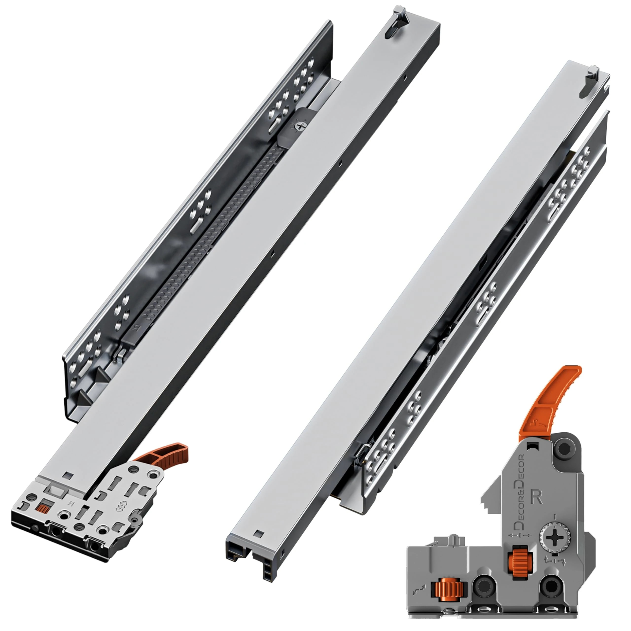 Decoranddecor Undermount Drawer Runners 300mm Full Extension Soft Close Steel Cabinet Hardware - 35 kg Capacity Drawer Slides - Min 313mm Internal Cabinet Depth