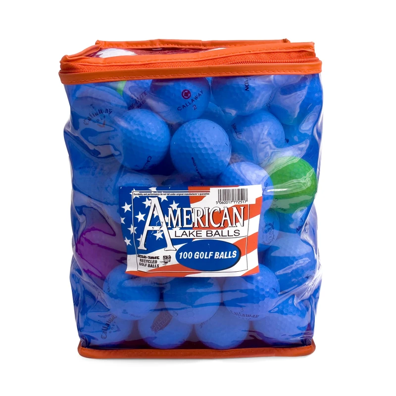 Second Chance Golf Balls - 100 Recycled Lake Golf Balls in Zip Top Bag, Mixed Brands, Ideal for Practice Golf Balls and New Players, Storage Bag