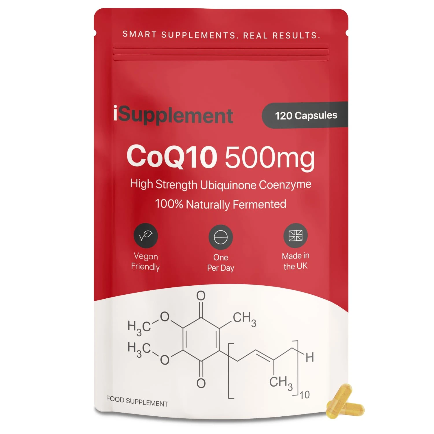 CoQ10 Supplement 500mg CoEnzyme Q10 - High Strength Naturally Fermented CoQ10 Ubiquinone by iSupplement| 120 One-Per-Day Micro Tablets (4-Month Supply)